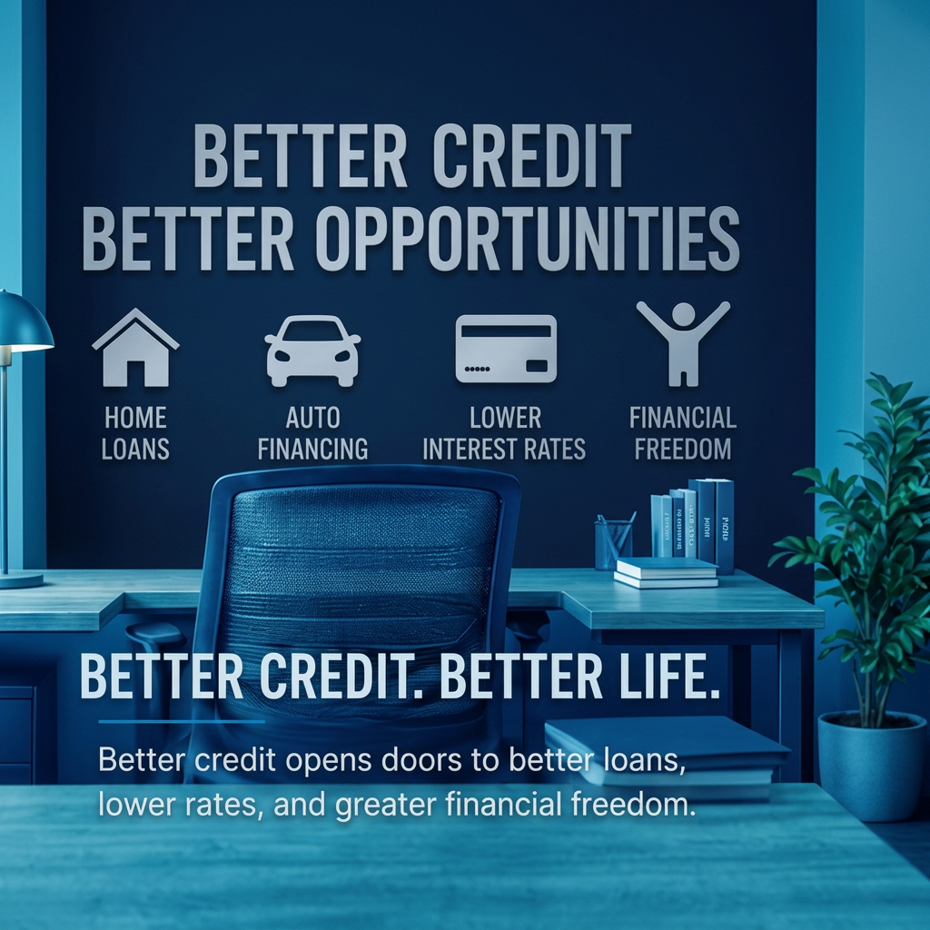 Better credit, better opportunities — home loans, auto financing, lower interest rates, financial freedom